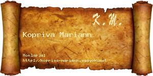 Kopriva Mariann névjegykártya
